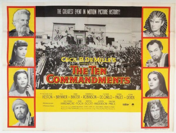 THE TEN COMMANDMENTS ORIGINAL 1ST RELEASE QUAD FILM POSTER 1956