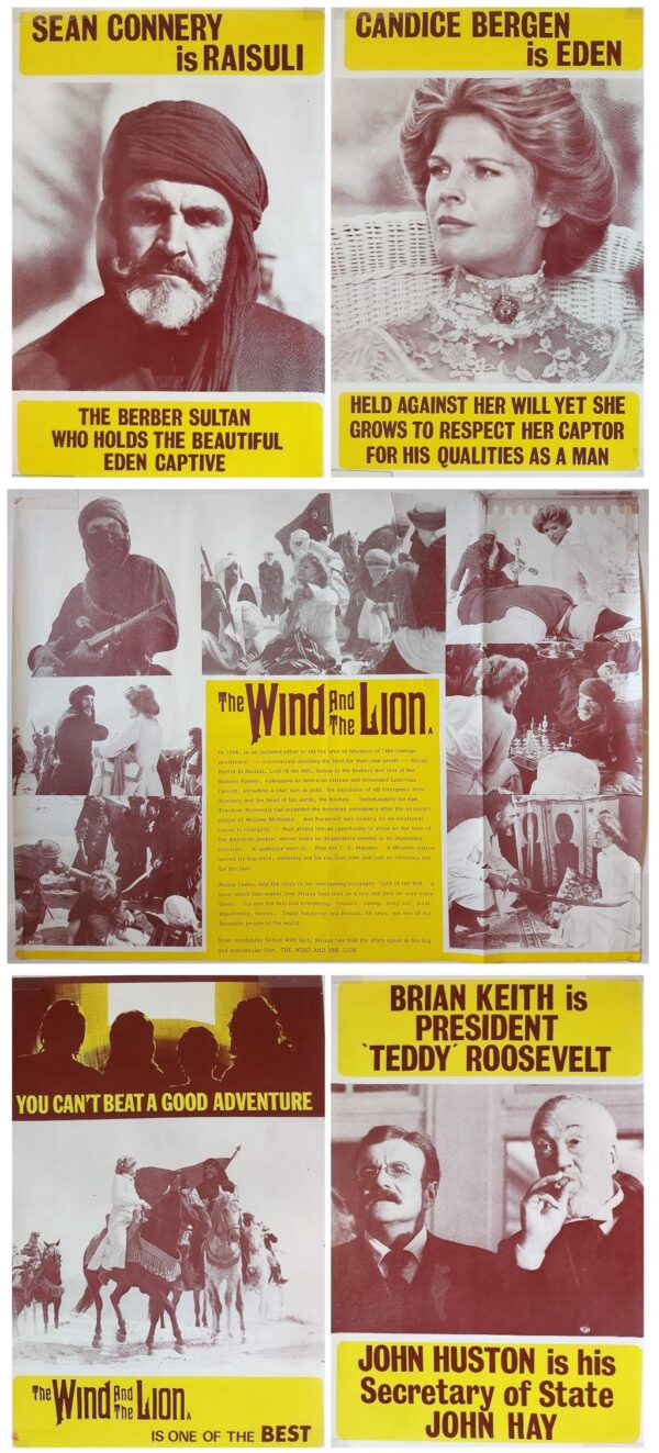 THE WIND AND THE LION ORIGINAL UK MARLER HALEY QUAD & DOUBLE CROWN FILM POSTERS 1975