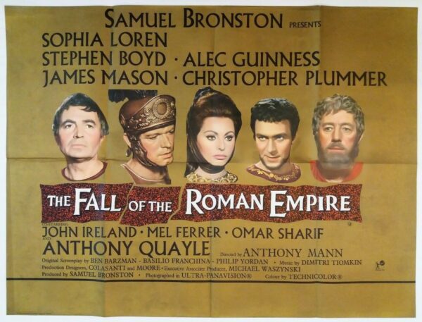 THE FALL OF THE ROMAN EMPIRE ORIGINAL UK QUAD FILM POSTER 1964