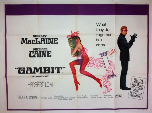 GAMBIT ORIGINAL UK QUAD FILM POSTER 1966