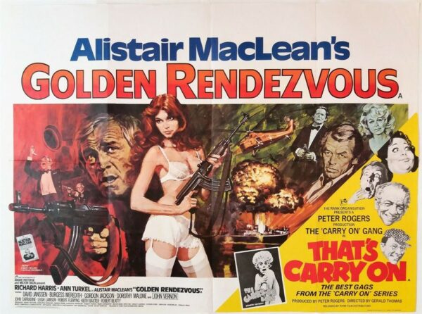 GOLDEN RENDEZVOUS / THAT'S CARRY ON ORIGINAL UK QUAD FILM POSTER 1977/79