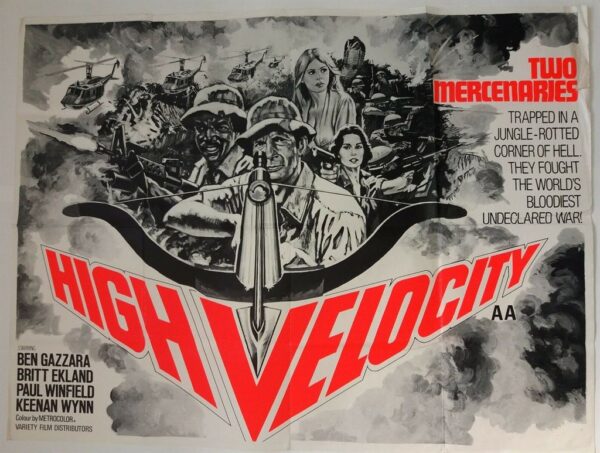 HIGH VELOCITY ORIGINAL UK QUAD FILM POSTER 1976 
