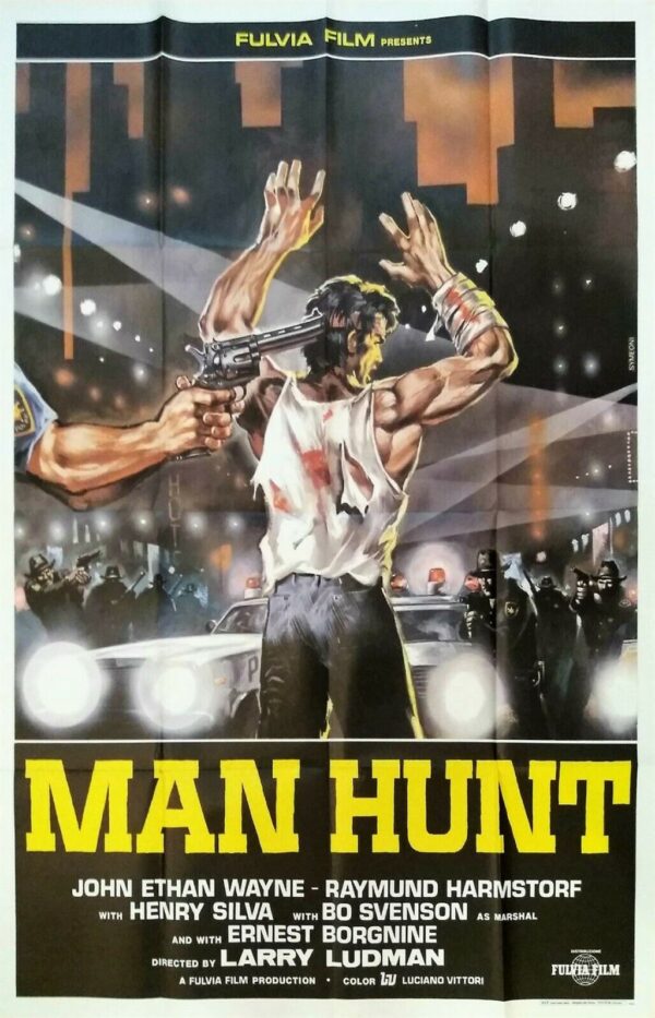 MANHUNT ORIGINAL 2 SHEET ITALIAN FILM POSTER 1984