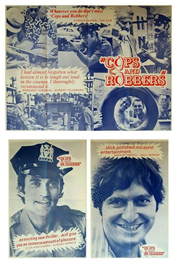 COPS AND ROBBERS ORIGINAL UK DOUBLE CROWNS AND QUAD FILM POSTERS 1973