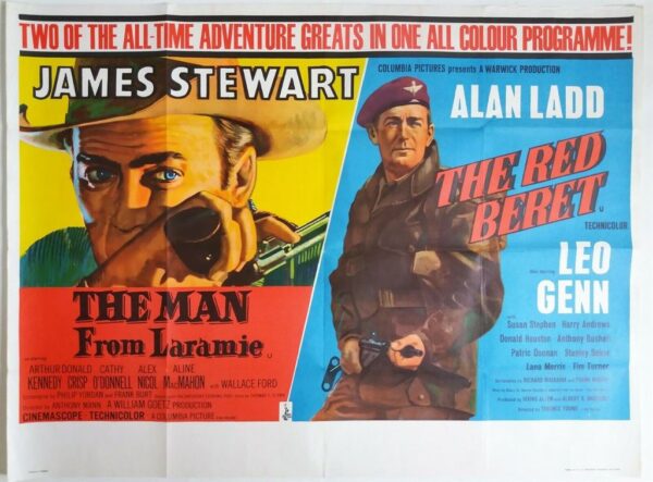 THE MAN FROM LARAMIE / THE RED BERET ORIGINAL UK QUAD FILM POSTER 1955/53