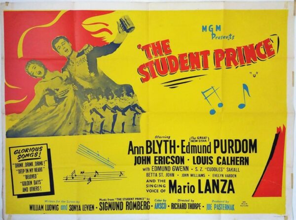 THE STUDENT PRINCE ORIGINAL UK QUAD FILM POSTER 1954
