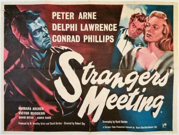 STRANGERS MEETING ORIGINAL UK QUAD FILM POSTER 1957