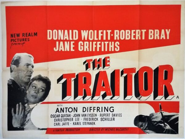THE TRAITOR ORIGINAL UK QUAD FILM POSTER 1957 CHRISTOPHER LEE