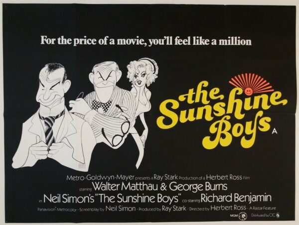 THE SUNSHINE BOYS ORIGINAL UK QUAD FILM POSTER 1975