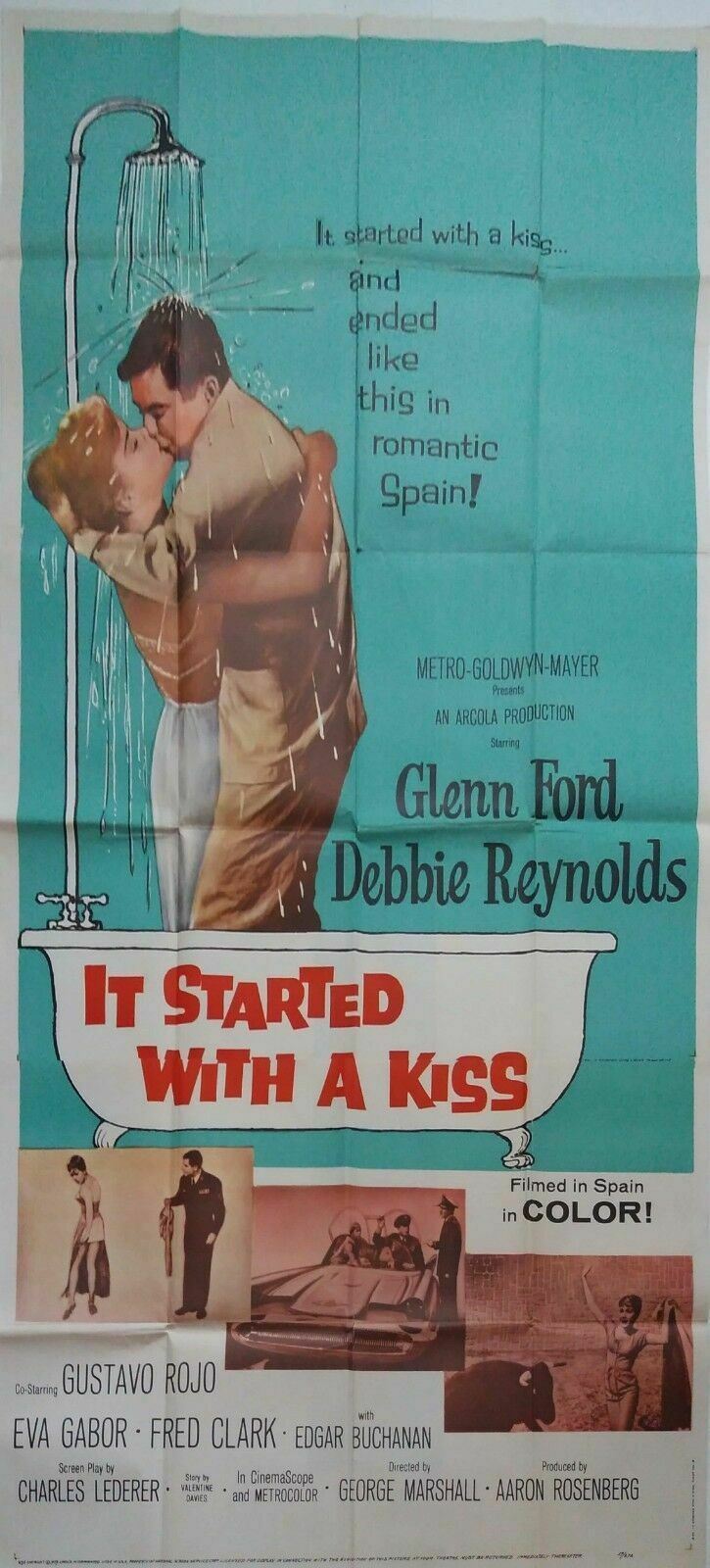 IT STARTED WITH A KISS ORIGINAL U.S 3 SHEET FILM POSTER 1959