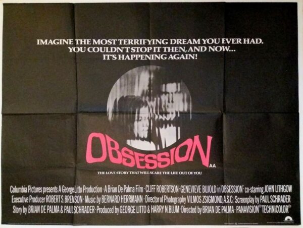 OBSESSION ORIGINAL UK QUAD FILM POSTER 1976