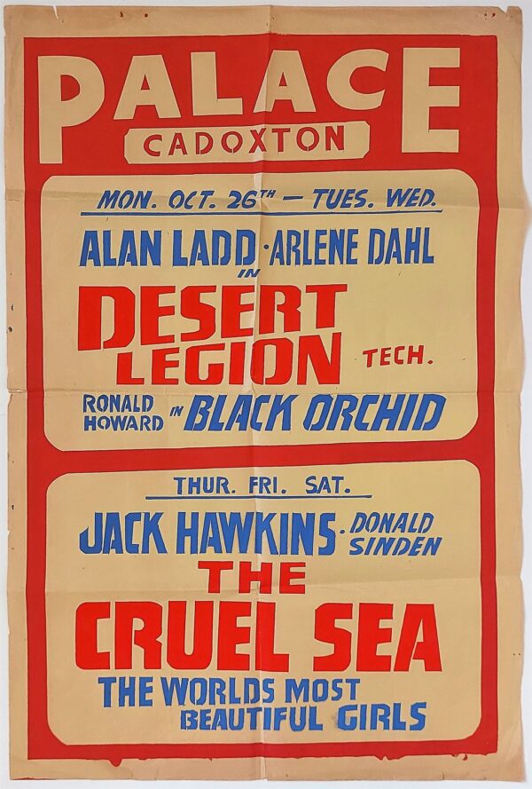 PALACE CADOXTON CINEMA ORIGINAL UK POSTER DESSERT LEGION / THE CRUEL SEA 3