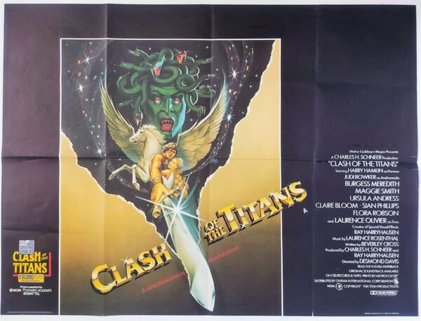CLASH OF THE TITANS ORIGINAL UK QUAD FILM POSTER 1981