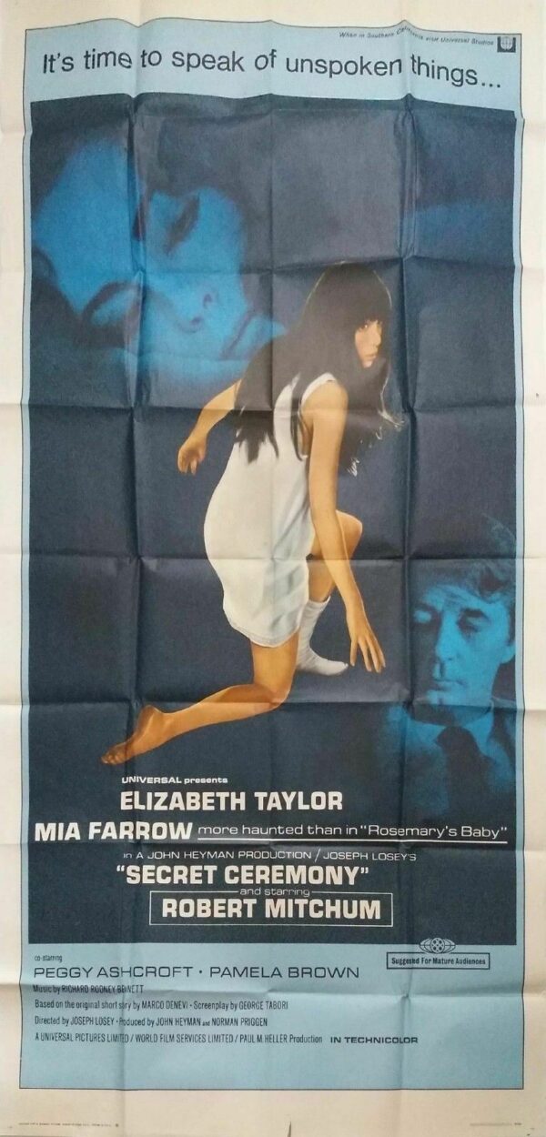 SECRET CEREMONY ORIGINAL U.S. 3 SHEET FILM POSTER 1968