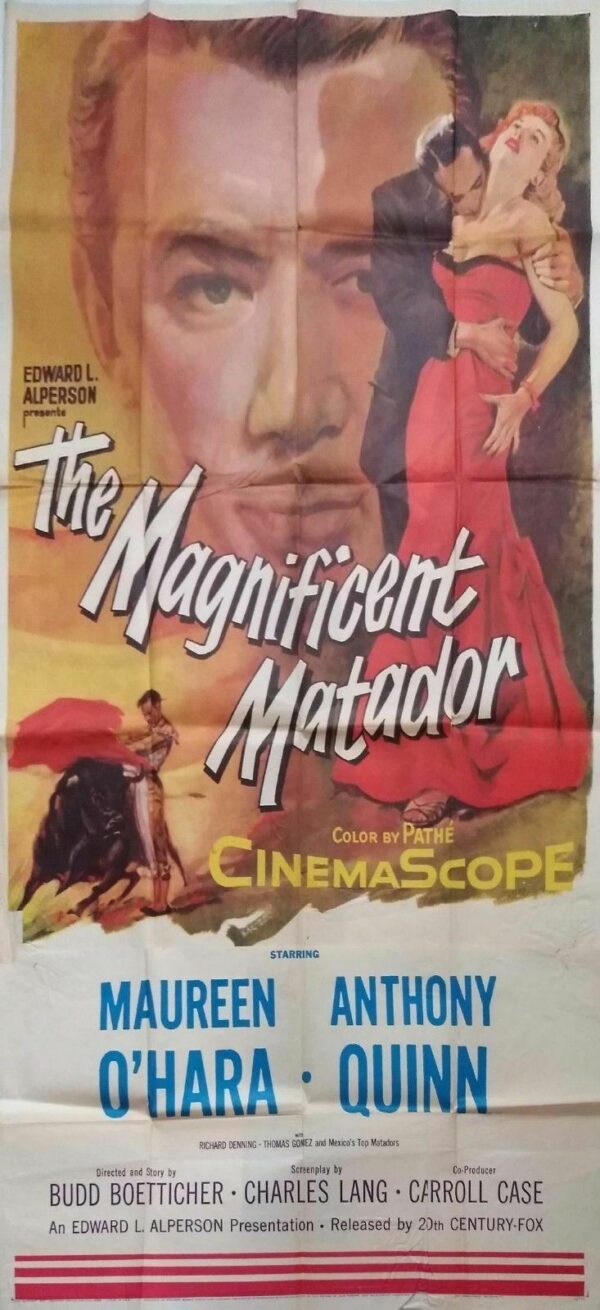 THE MAGNIFICIENT MATADOR ORIGINAL U.S 3 SHEET FILM POSTER 1955