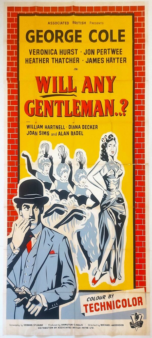WILL ANY GENTLEMAN...? ORIGINAL UK 3 SHEET FILM POSTER 1953 GEORGE COLE