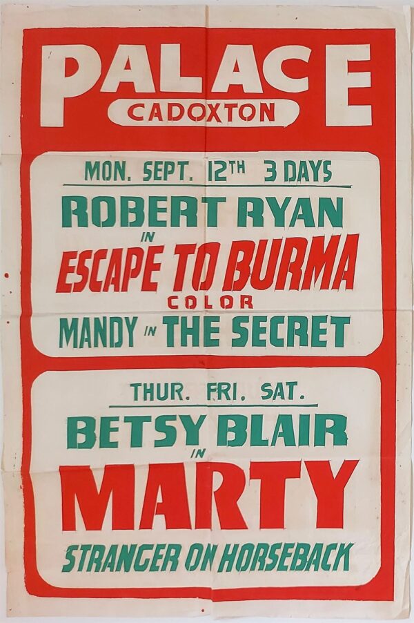 PALACE CADOXTON CINEMA ORIGINAL UK POSTER ESCAPE TO BURMA