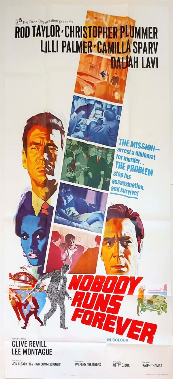 NOBODY RUNS FOREVER ORIGINAL UK 3 SHEET FILM POSTER 1968