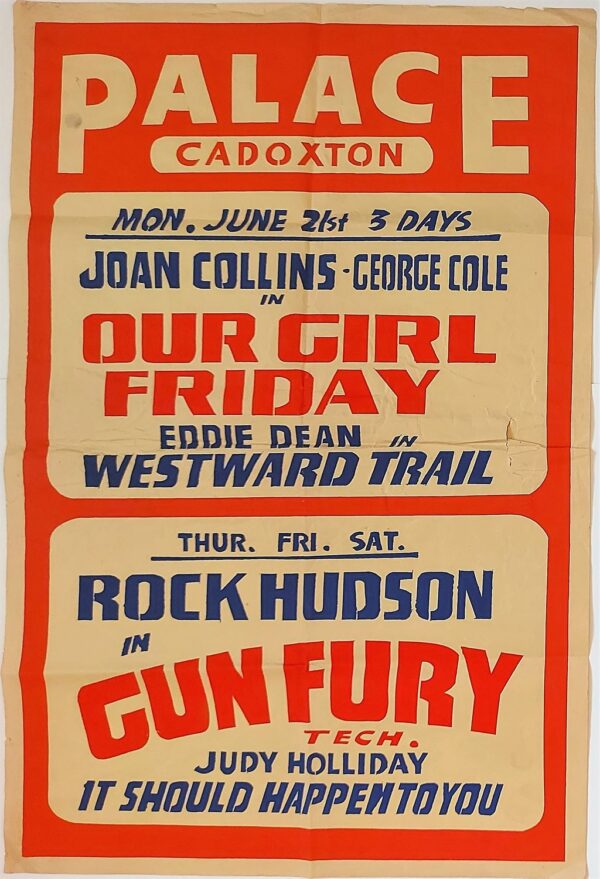 PALACE CADOXTON CINEMA ORIGINAL UK POSTER GUN FURY