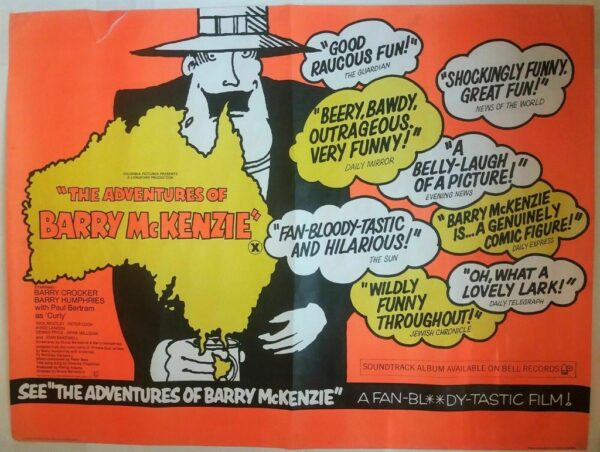 THE ADVENTURES OF BARRY MCKENZIE ORIGINAL UK QUAD FILM POSTER 1972