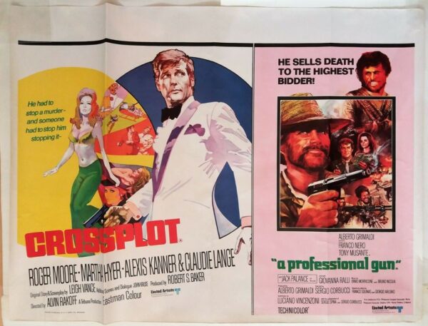 CROSSPLOT / A PROFESSIONAL GUN ORIGINAL UK QUAD FILM POSTER 1969/68 