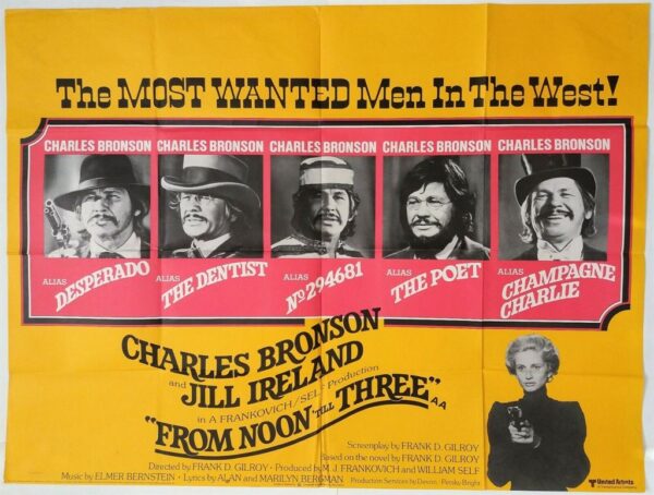 FROM NOON TILL THREE ORIGINAL UK QUAD FILM POSTER 1976