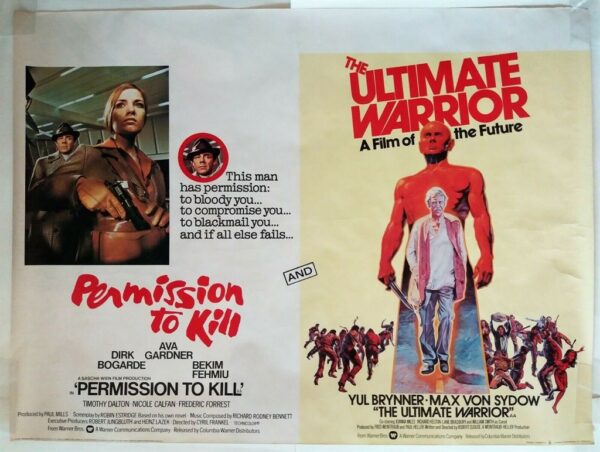PERMISSION TO KILL / THE ULTIMATE WARRIOR ORIGINAL UK QUAD FILM POSTER 1975 