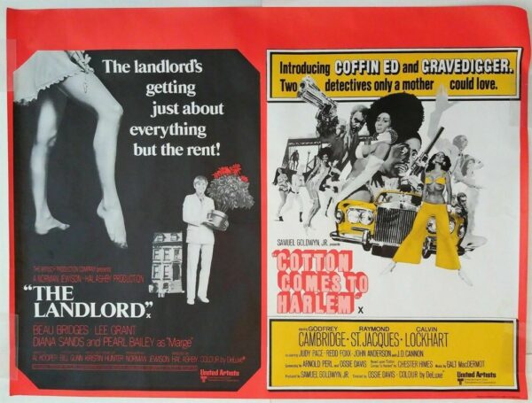 THE LANDLORD / COTTON COMES TO HARLEM ORIGINAL UK QUAD FILM POSTER 1970