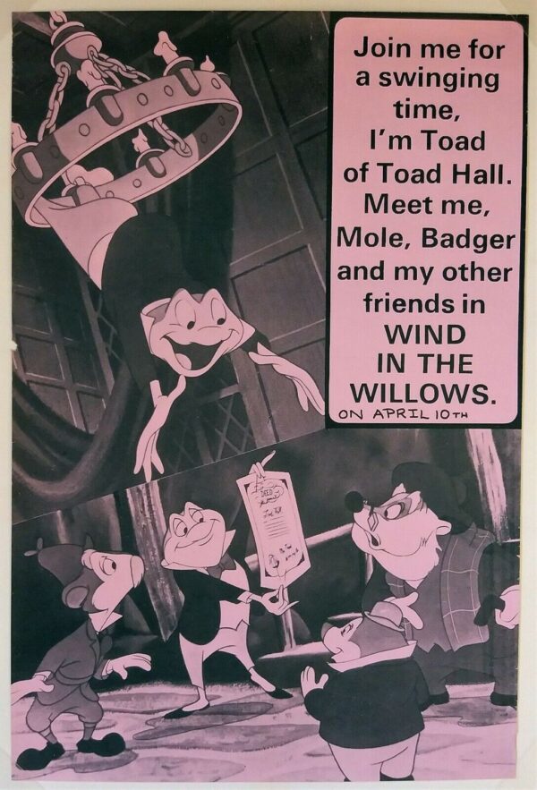 WIND IN THE WILLOWS ORIGINAL UK DOUBLE CROWN MARLER HALEY FILM POSTERS 1978