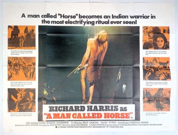 A MAN CALLED HORSE ORIGINAL UK QUAD FILM POSTER 1970 RICHARD HARRIS