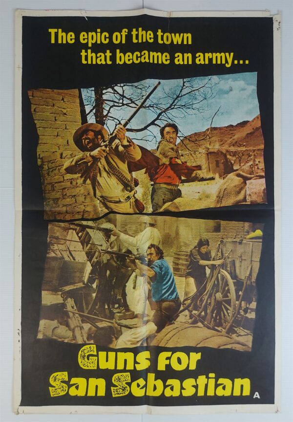 GUNS FOR SAN SEBASTIAN ORIGINAL UK DOUBLE CROWN FILM POSTER 1968