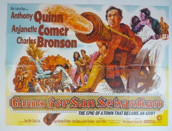 GUNS FOR SAN SEBASTIAN ORIGINAL UK QUAD FILM POSTER 1968