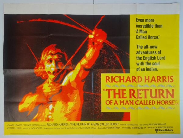 THE RETURN OF THE MAN CALLED HORSE ORIGINAL UK QUAD FILM POSTER 1976