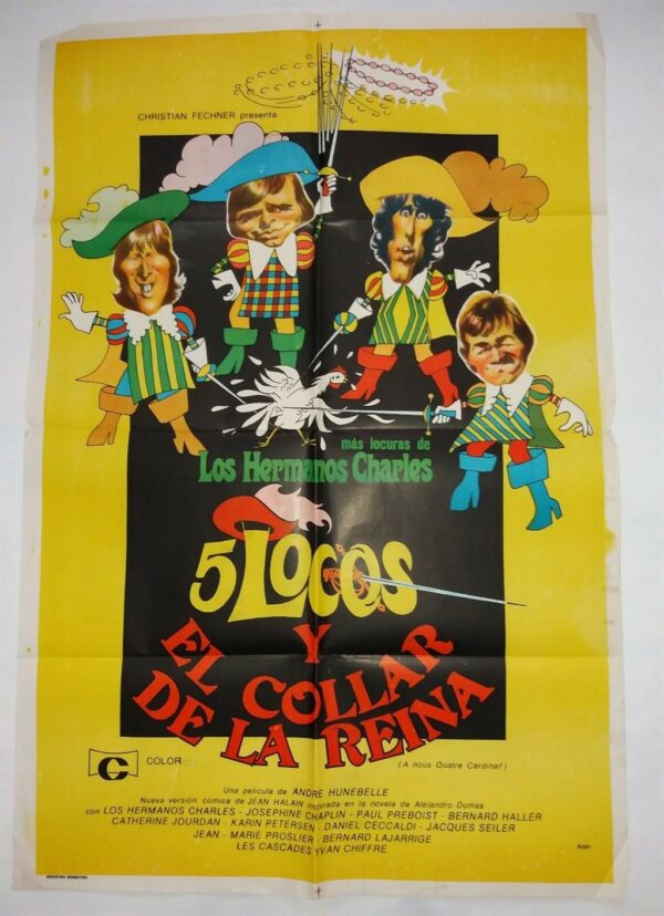 5 LOCOS Y EL COLLAR DE LA REINA ORIGINAL ARGENTINA FILM POSTER 1972