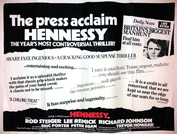 HENNESSY ORIGINAL UK QUAD FILM POSTER 1975