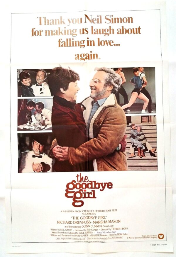 THE GOODBYE GIRL ORIGINAL UK QUAD FILM POSTER 1977