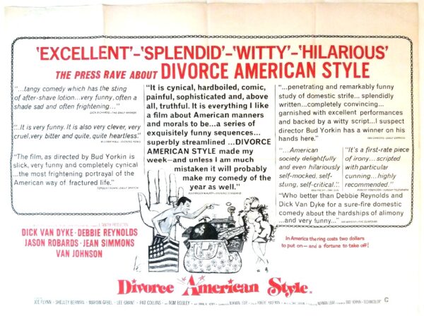 DIVORCE AMERICAN STYLE  ORIGINAL UK QUAD FILM POSTER 1967