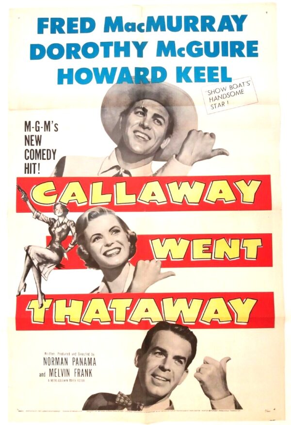 CALLAWAY WENT THATAWAY ORIGINAL U.S ONE SHEET FILM POSTER 1951