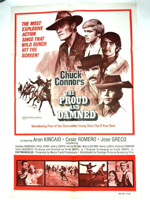 THE PROUD AND DAMNED ORIGINAL U.S ONE SHEET FILM POSTER 1972