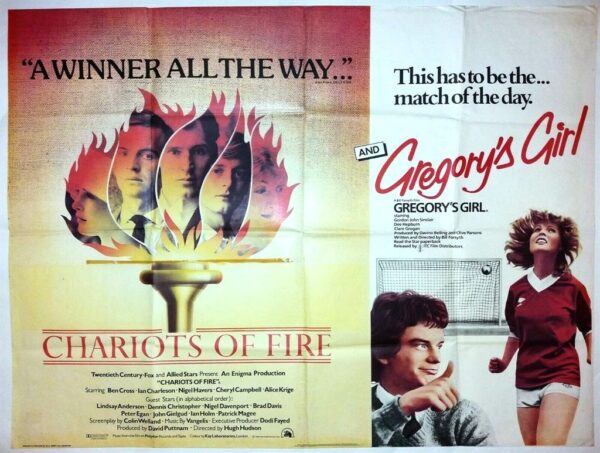 CHARIOTS OF FIRE / GREOGREY'S GIRL ORIGINAL UK QUAD FILM POSTER 1981
