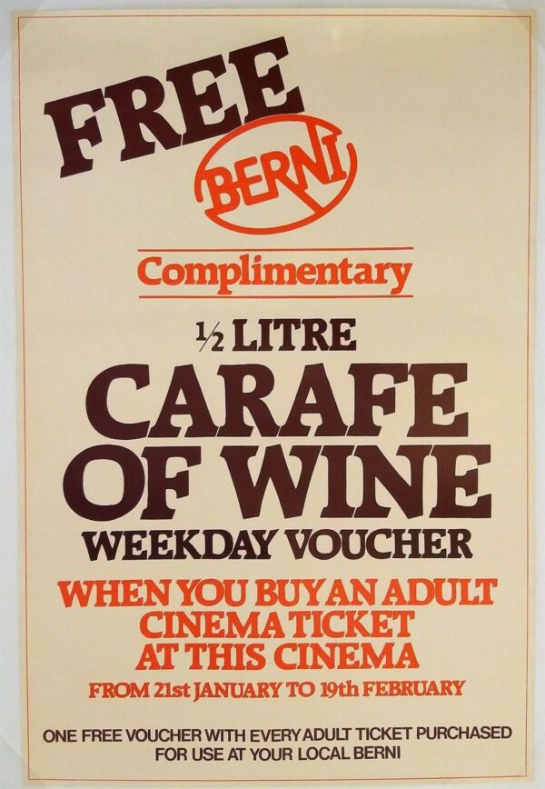 CINEMA AD ORIGINAL UK DOUBLE CROWN CINEMA POSTER 1970S