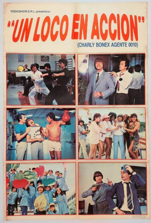 LA UN LOCO EN ACCION  (A MADMAN IN ACTION) ORIGINAL ARGENTINA FILM POSTER 1983