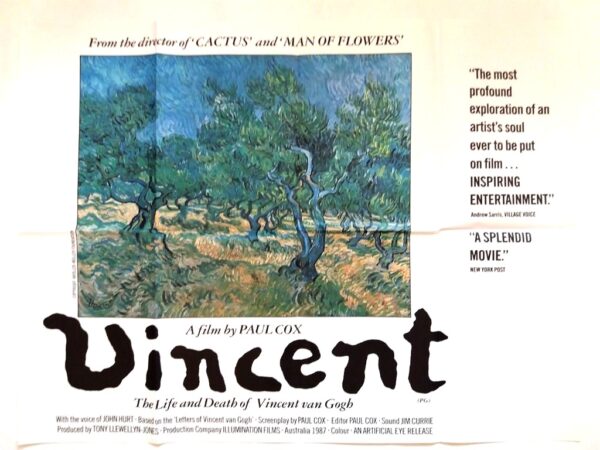 VINCENT THE LIFE AND DEATH OF VINCENT VAN GOGH ORIGINAL UK QUAD FILM POSTER 1987 