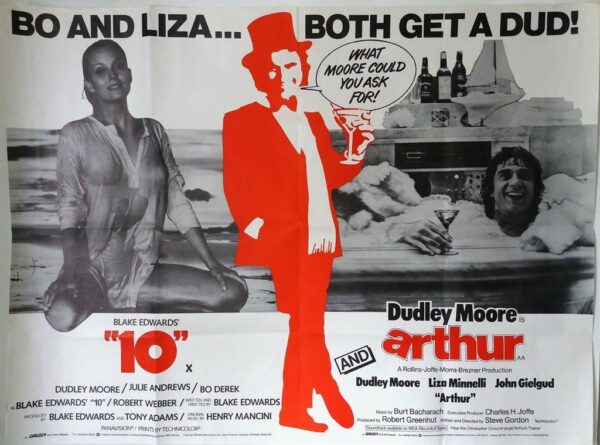 10 / ARTHUR ORIGINAL UK DOUBLE BILL QUAD FILM POSTER 1981