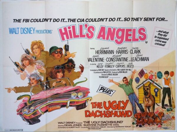 HILL'S ANGELS / THE UGLY DACHSHUND ORIGINAL UK QUAD FILM POSTER 1979/66