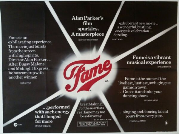 FAME (REVIEW VERSION) ORIGINAL UK QUAD FILM POSTER 1978