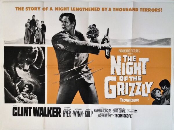 THE NIGHT OF THE GRIZZLY ORIGINAL UK QUAD FILM POSTER 1966