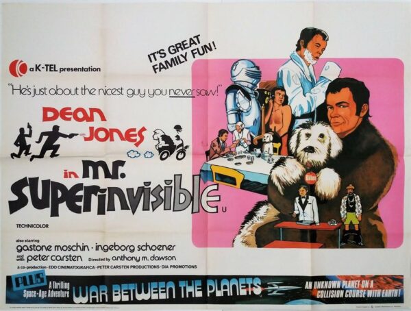 MR SUPERINVISIBLE / WAR BETWEEN THE PLANETS ORIGINAL UK QUAD FILM POSTER 1970/1966