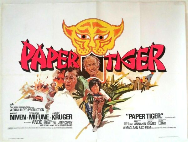 PAPER TIGER ORIGINAL UK QUAD FILM POSTER 1975