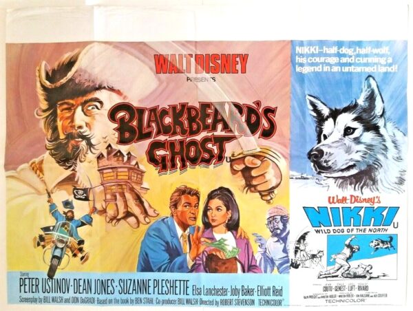 BLACKBEARD'S GHOST / NIKKI ORIGINAL UK QUAD FILM POSTER 1967 